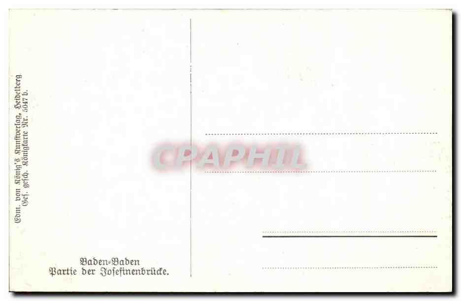 CPA Baden Baden Partie der Fofetnenbrude — Rückseite