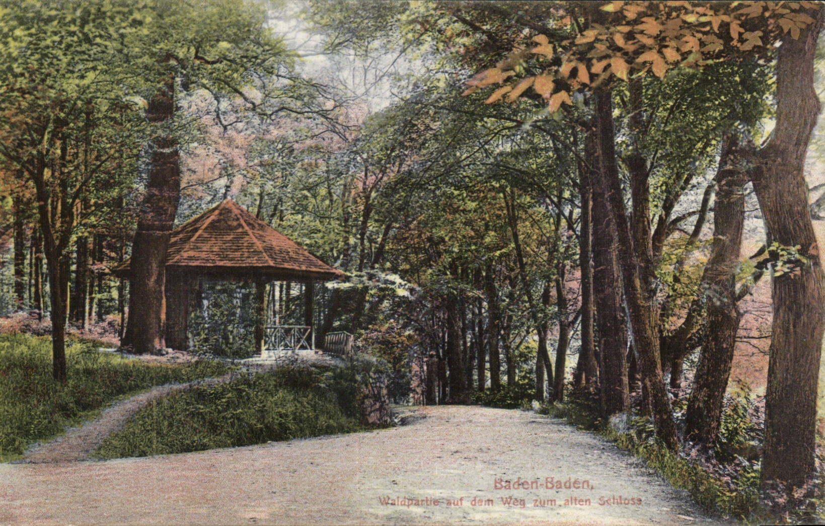 CPA Baden Baden Waldpartie auf dem Weg zum alten Schloss