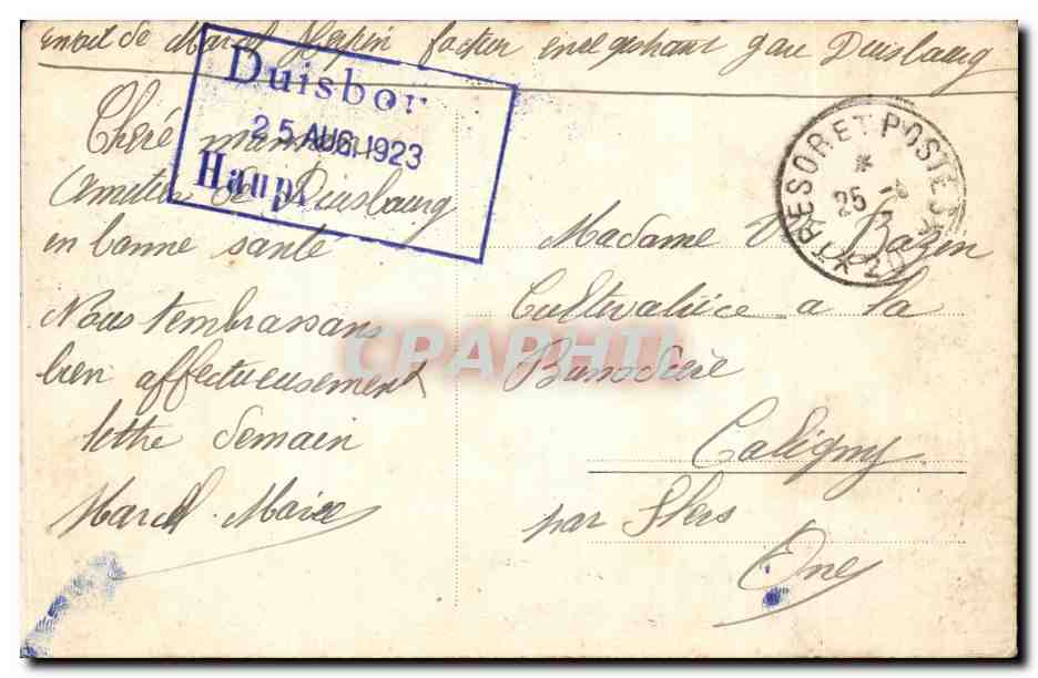 CPA Duisburg Partie am Kaiserberg — Rückseite