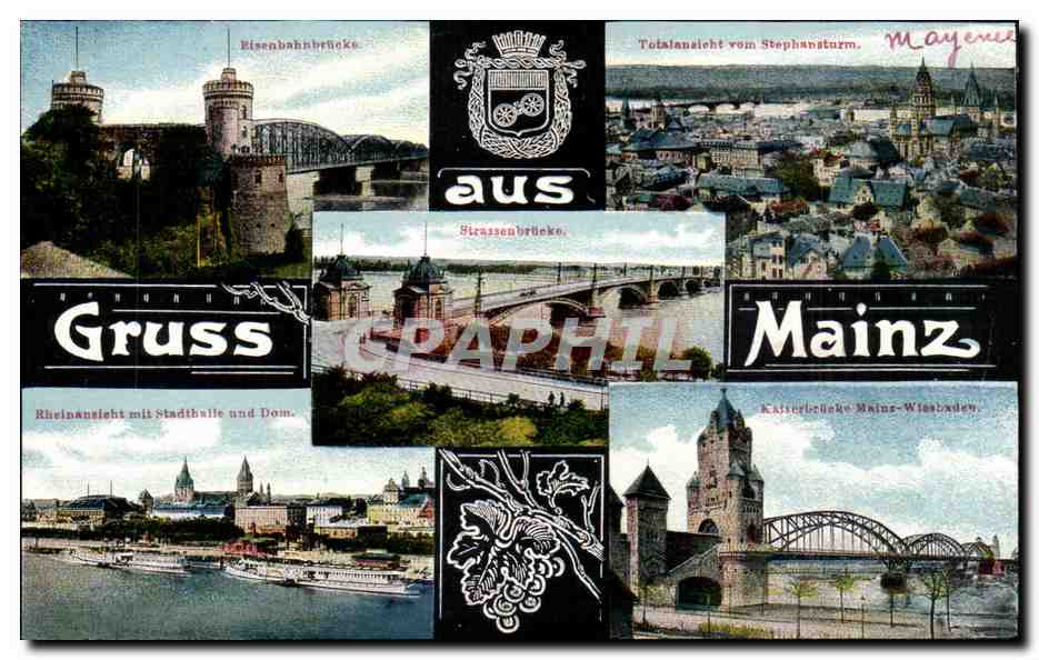 Mainz — Vue panoramique et ponts — éditeur Mayen