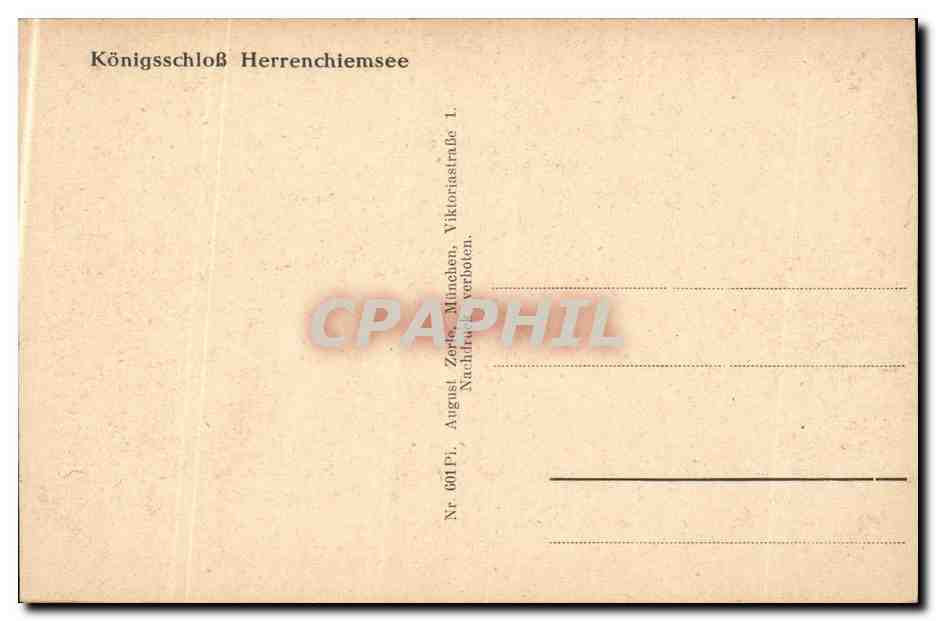 CPA Munchen Konigsschloss Herrenchiemsee — Back
