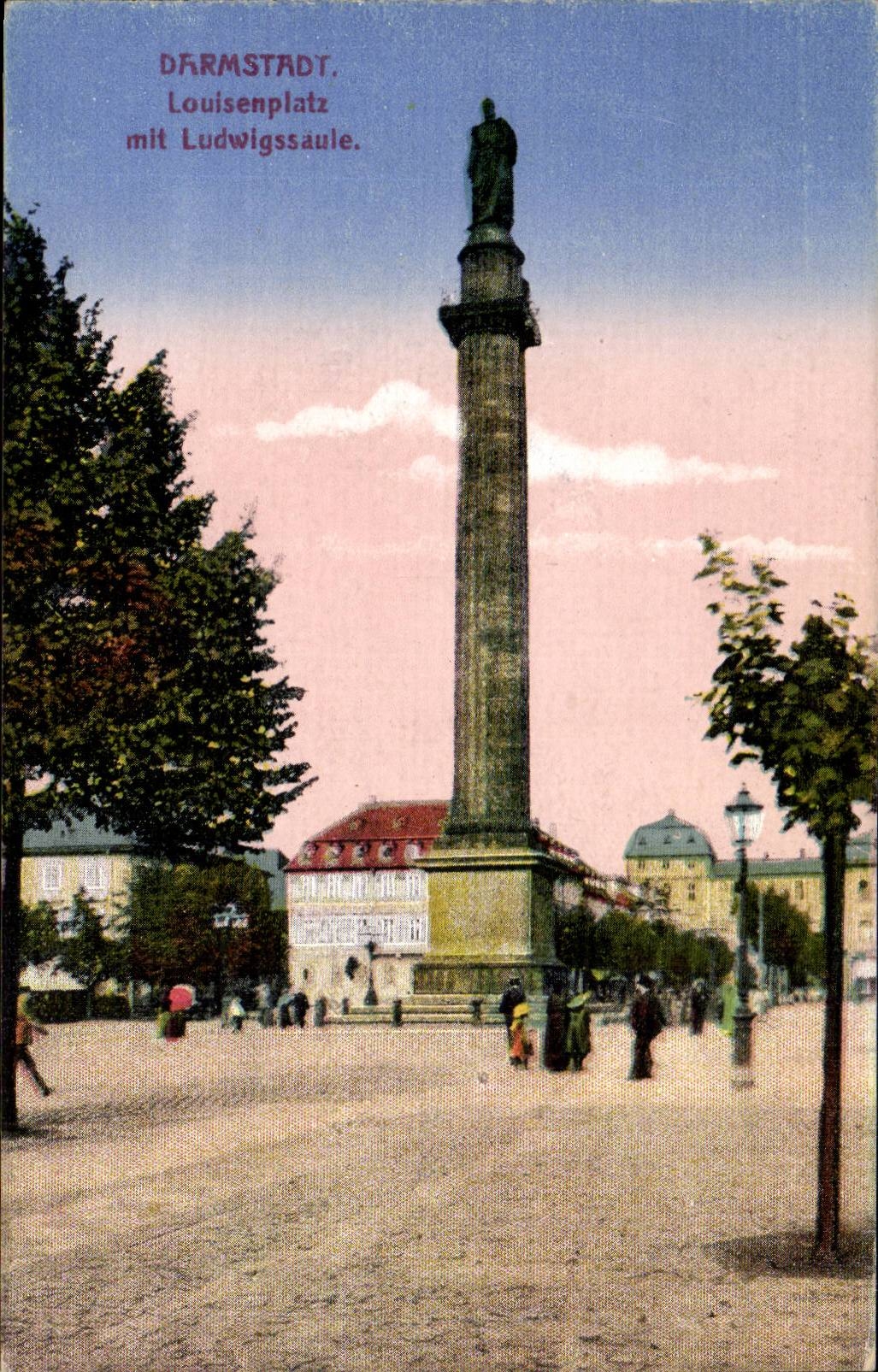 CPA Darmstadt Louisenplatz mit Ludwigssaule