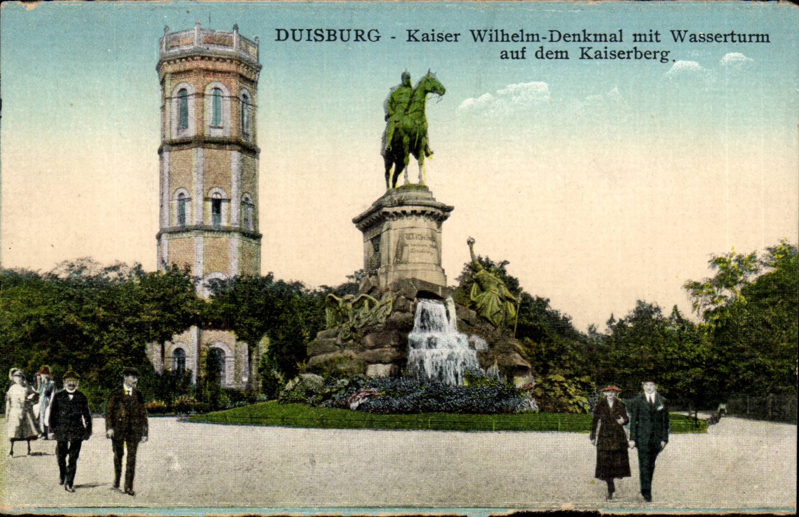 CPA Dusiburg Kaiser Wilhelm Denkmal mit Wasserturm auf dem Kaiserberg