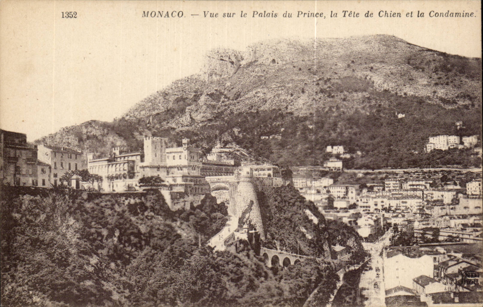 CPA Monaco Monte Carlo Vue sur le palais du prince La tete de chien et la Condamine