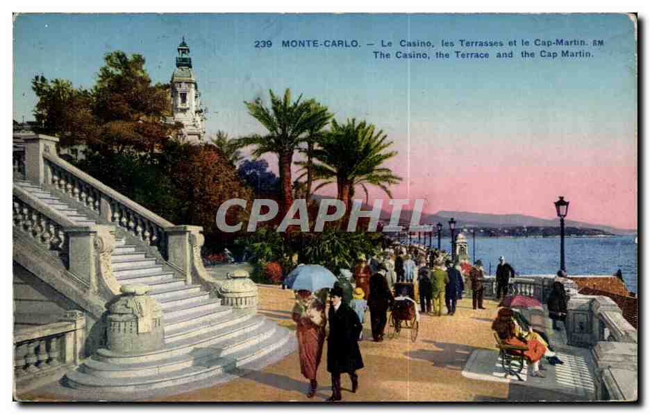 CPA Monaco Monte Carlo Le casino les terrasses et le Cap Martin