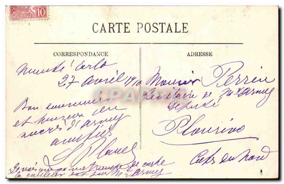 CPA Monaco Monte Carlo Le tir aux pigeons et le casino vus de la mer — Rückseite