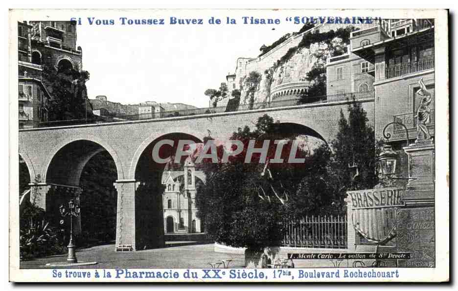 CPA Monaco Monte Carlo Le vallon de Ste Devote Pharmacie Boulevard Rochechouart