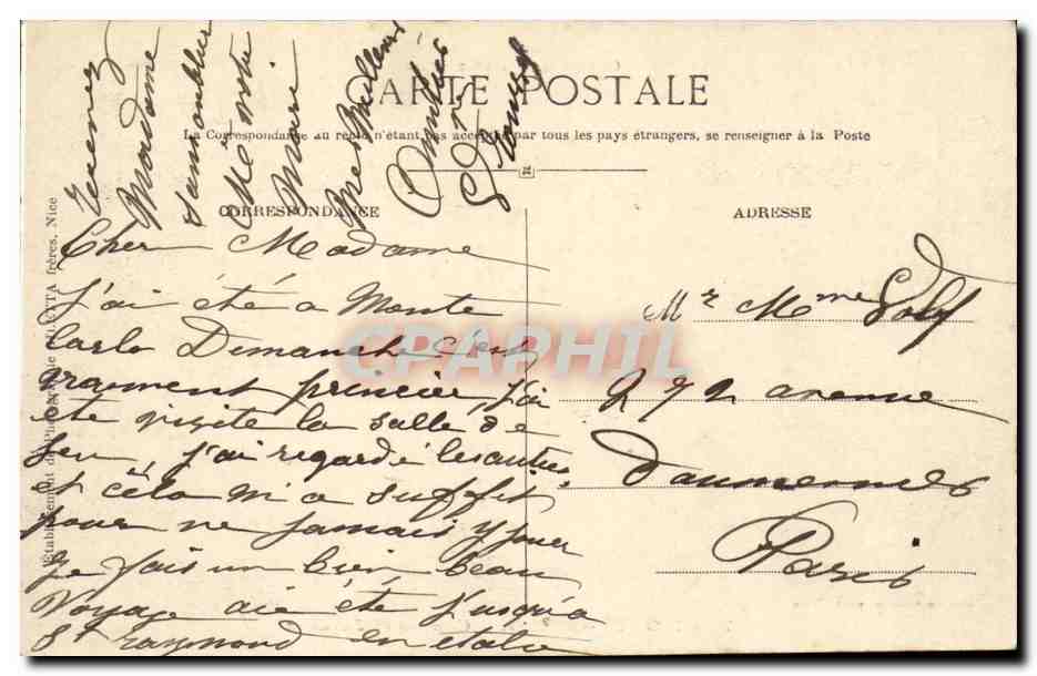 CPA Monaco Monte Carlo Casino et jardins — Rückseite