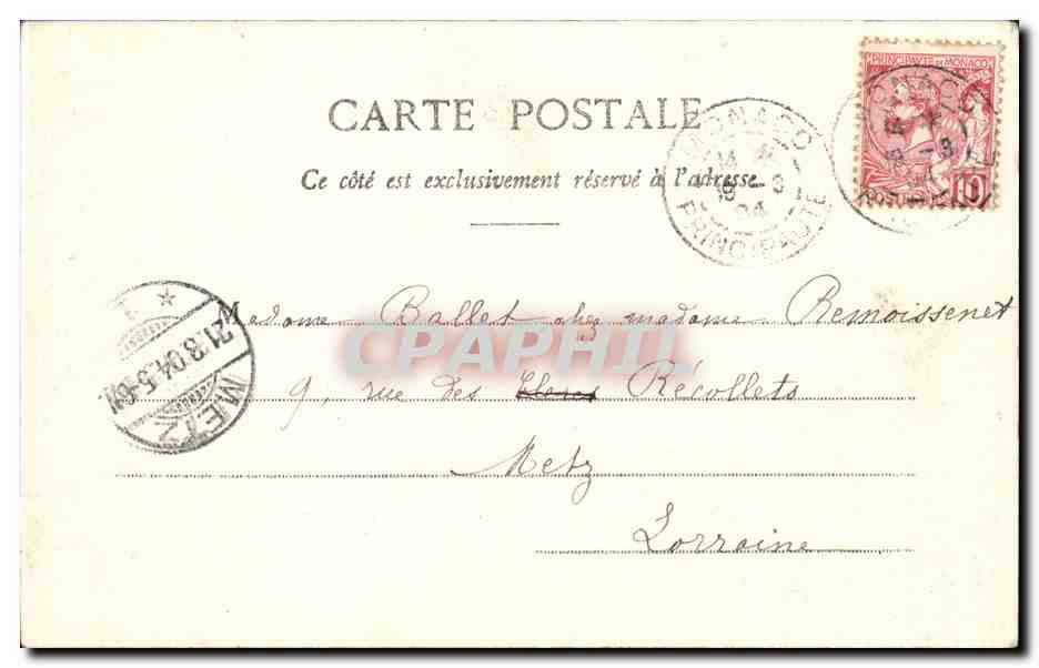 CPA Monaco Monte Carlo Les jardins — Rückseite