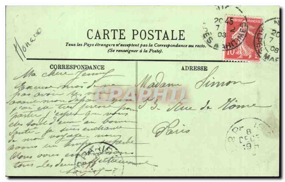 Monte-Carlo — Les Parterres — LL. — N° 102 — Verso