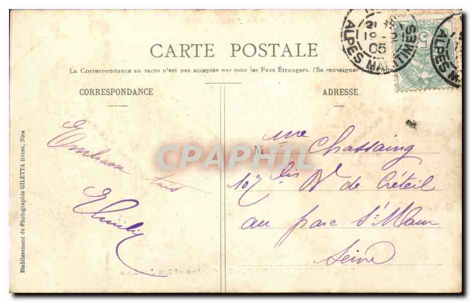 CPA Monaco Monte Carlo Le casino et les jardins — Rückseite