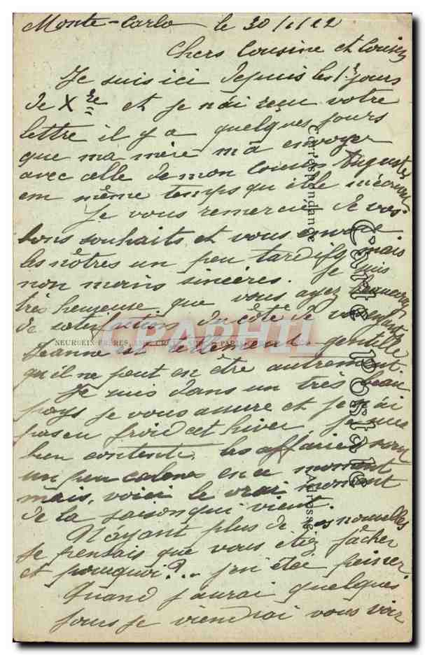 CPA Monaco Monte Carlo Vue generale prise de Beausoleil — Rückseite