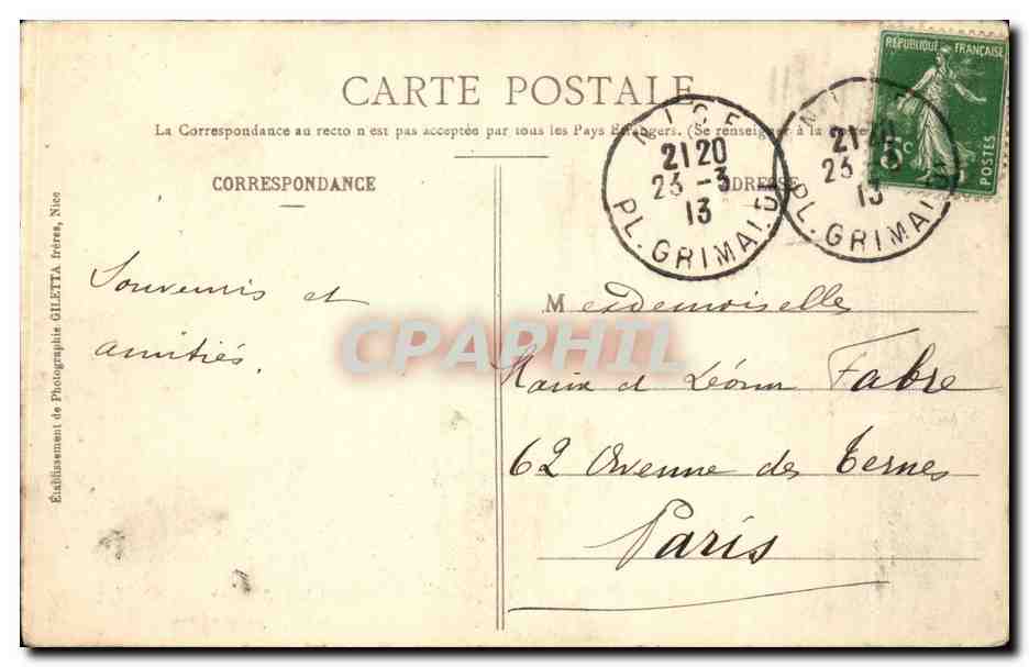 CPA Monaco Monte Carlo Souvenir Hirondelles — Verso