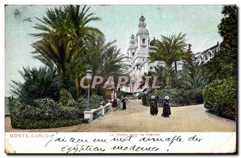 CPA Monaco Monte Carlo Le theatre entre les palmiers