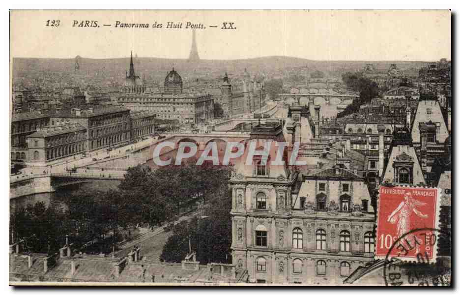 CPA Paris Panorama des huit pons