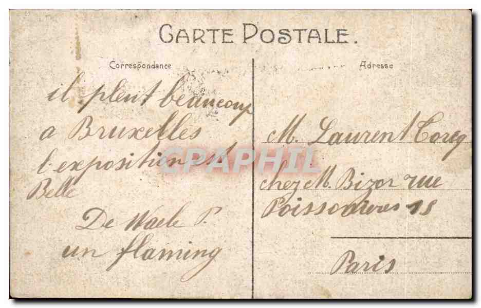 CPA Bruxelles Exposition Entree de Bruxelles kermesse 1910 — Rückseite