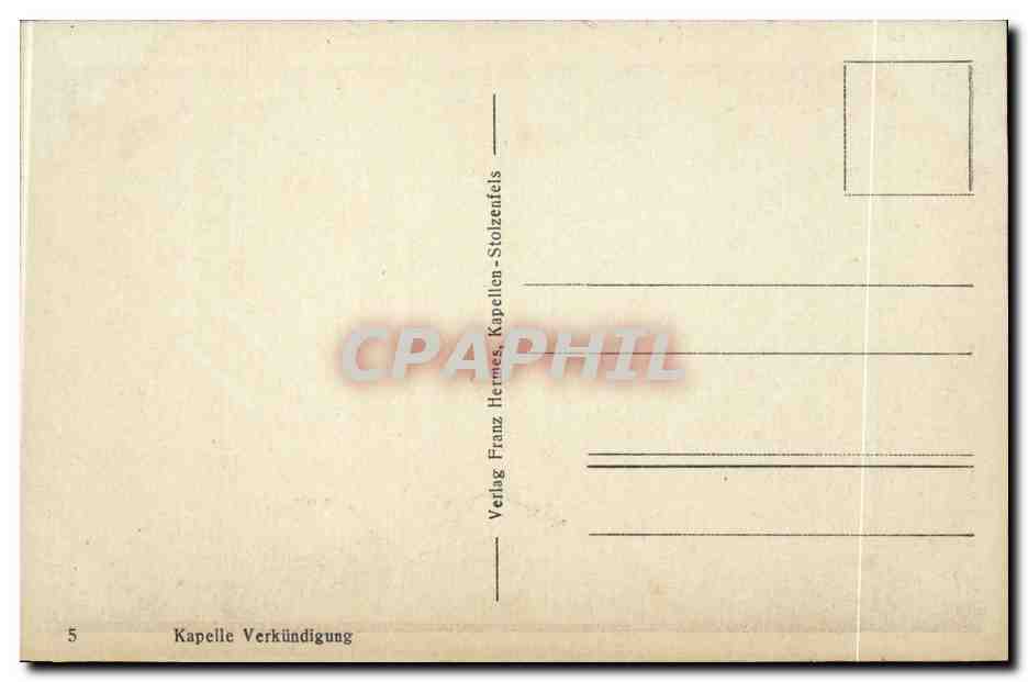 CPA Kapele Verkundigung Stolzenfels — Rückseite