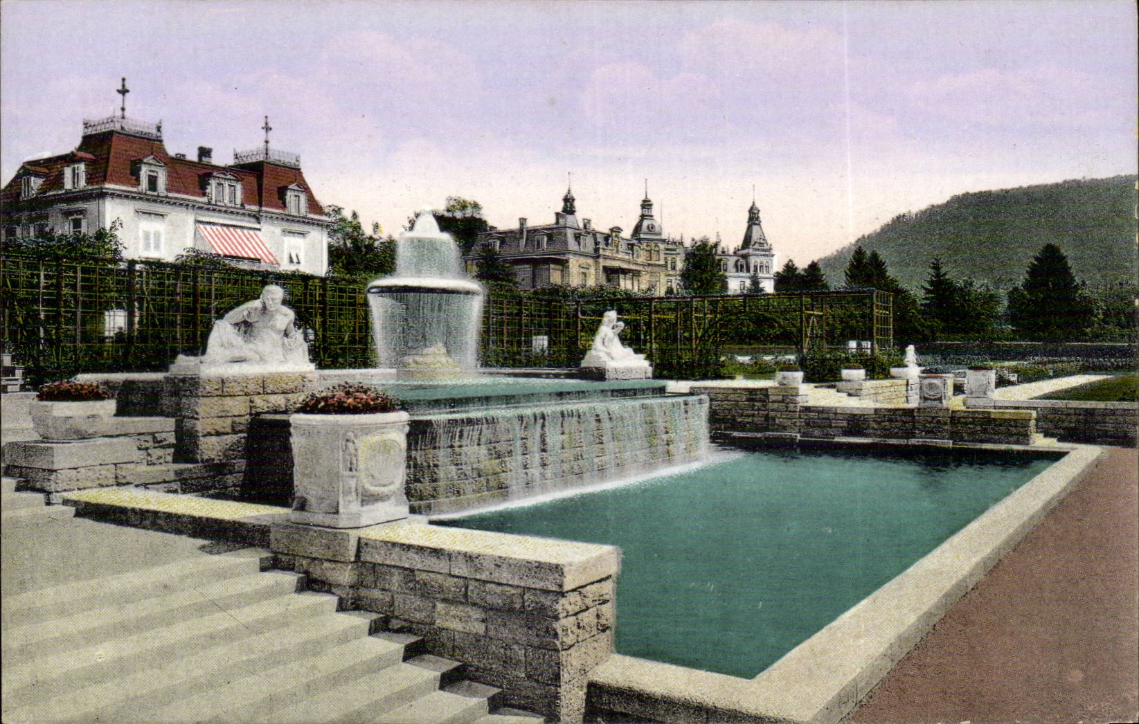CPA Baden Baden Der Josefinen Brunnen in den Gonner anlagen
