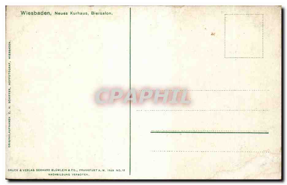 CPA Wiesbaden Neues Kurhaus Biersalon — Rückseite