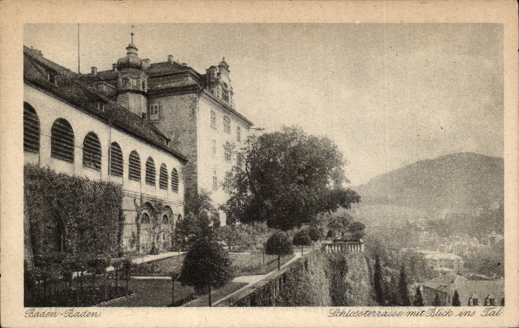 CPA Baden Baden Schlossterrasse mit Blick ins Tal