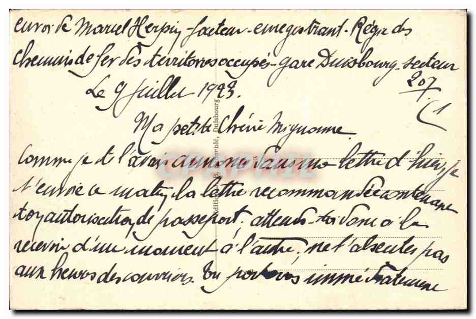 CPA Duisburg Ruhrort Schifferbose — Rückseite