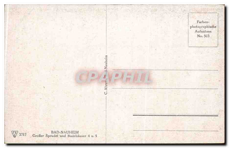 CPA Bad Nauheim Grosser Spurdel und Badehauser — Rückseite