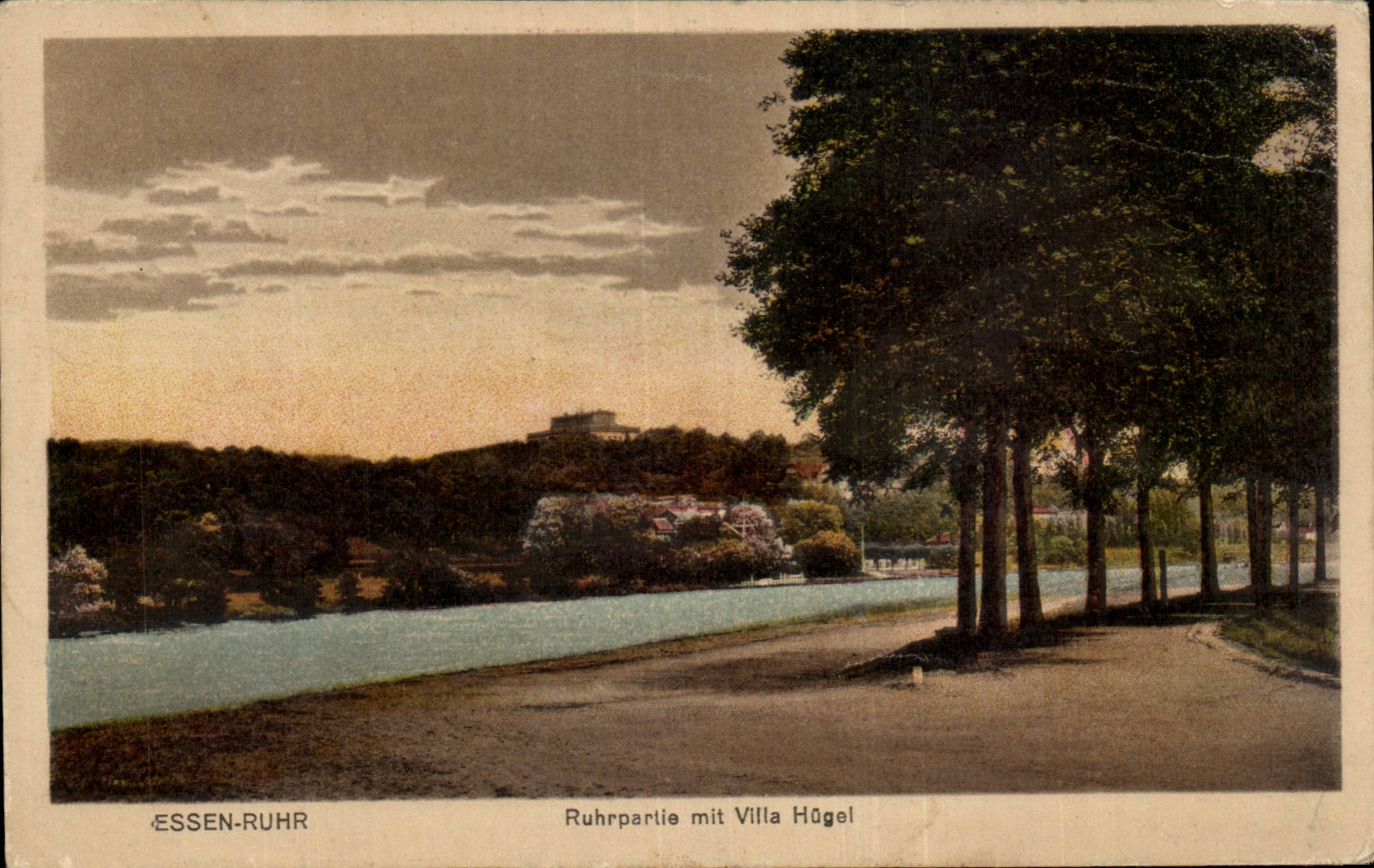 CPA Essen Duhr Ruhrpartie mit Villa Hugel