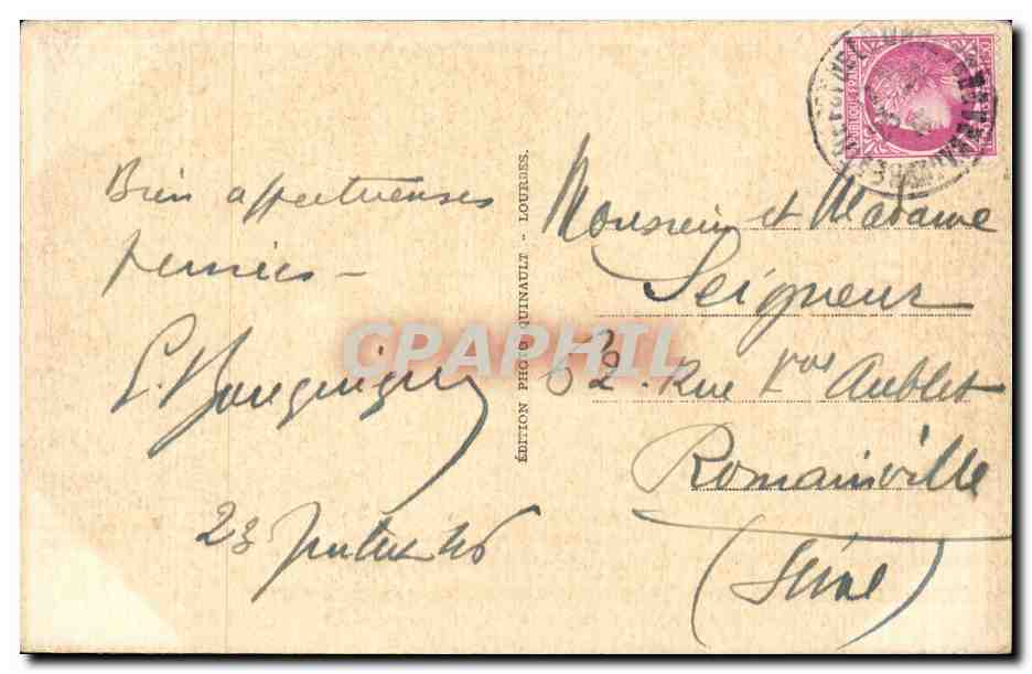 Lourdes - La Grotte Miraculeuse - CPA  — Verso