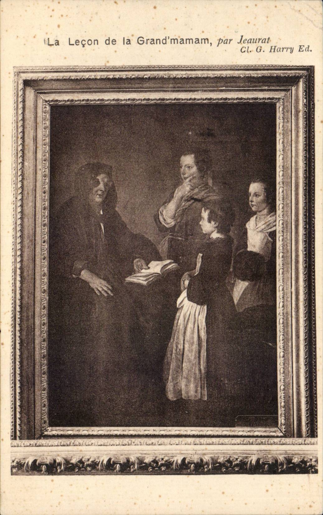 Arts -tableaux - La Lecon de la Grand'maman par Jeaurat CPA 