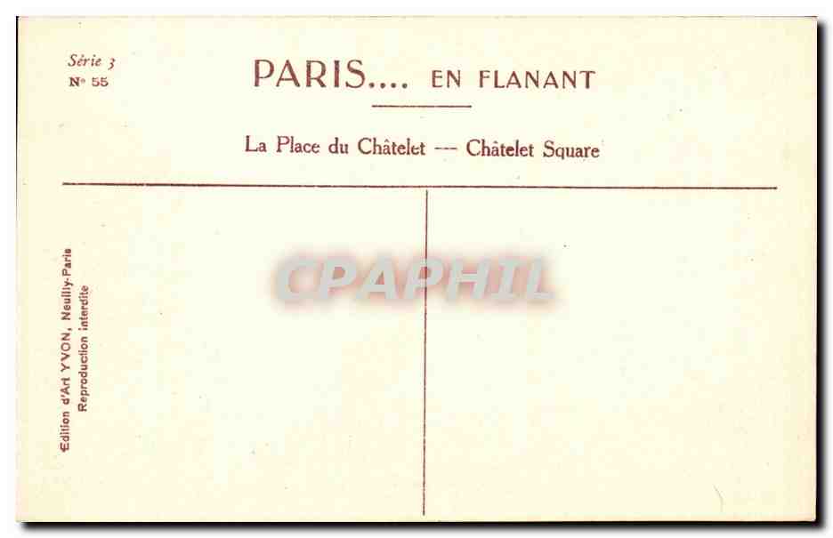 Paris - 1 - La Place du Chatelet - Yvon - CPA -  — Rückseite