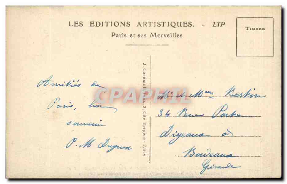 Paris — Die Gare du Nord und der Boulevard Denain — LIP — Rückseite