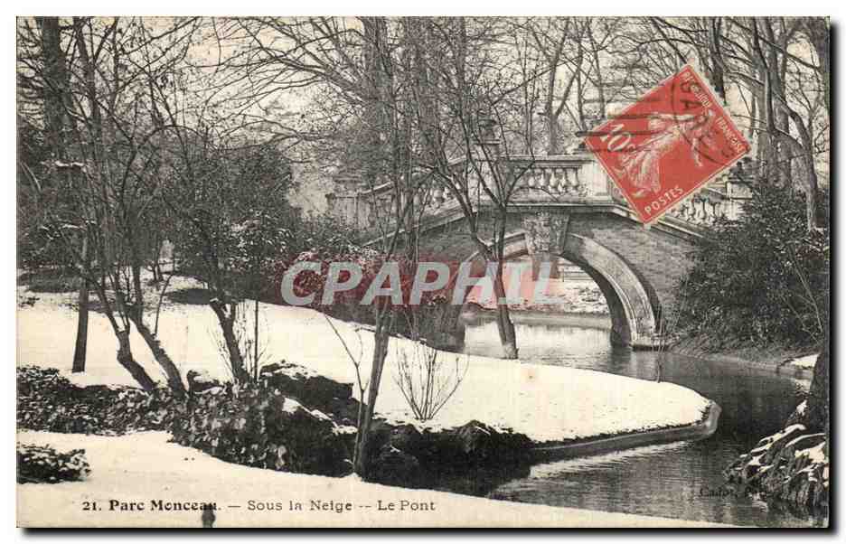 Paris - 8 - Parc Monceau - Sous la Neige - Le Pont - CPA 