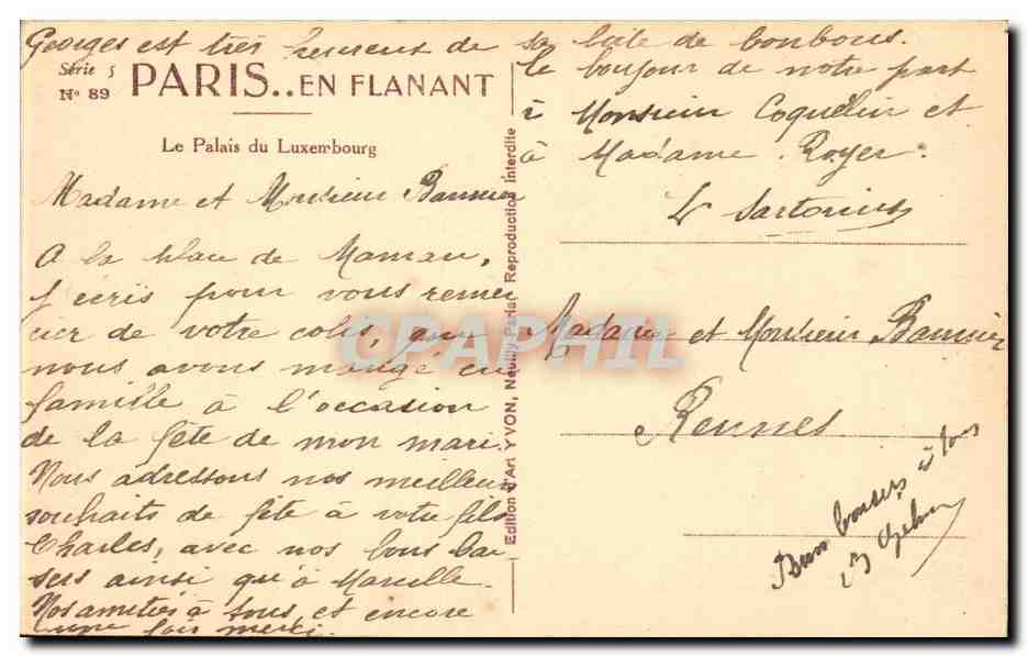 Paris - 6 - Le Palais du Luxembourg - Yvon - CPA  — Rückseite