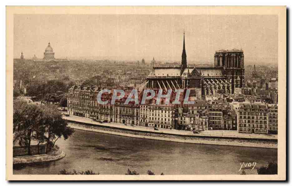 Paris - Perspective sur Notre Dame et le Pantheon - Yvon - CPA 