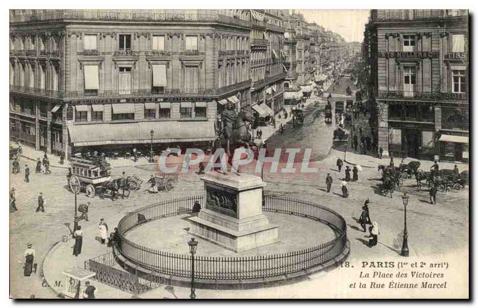 Paris - 1 - La Place des Victoires et la Rue Etienne Marcel - CPA 