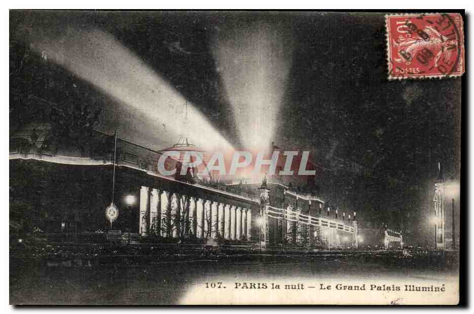 Paris - 8 - Le Grand Palais illumine - CPA 