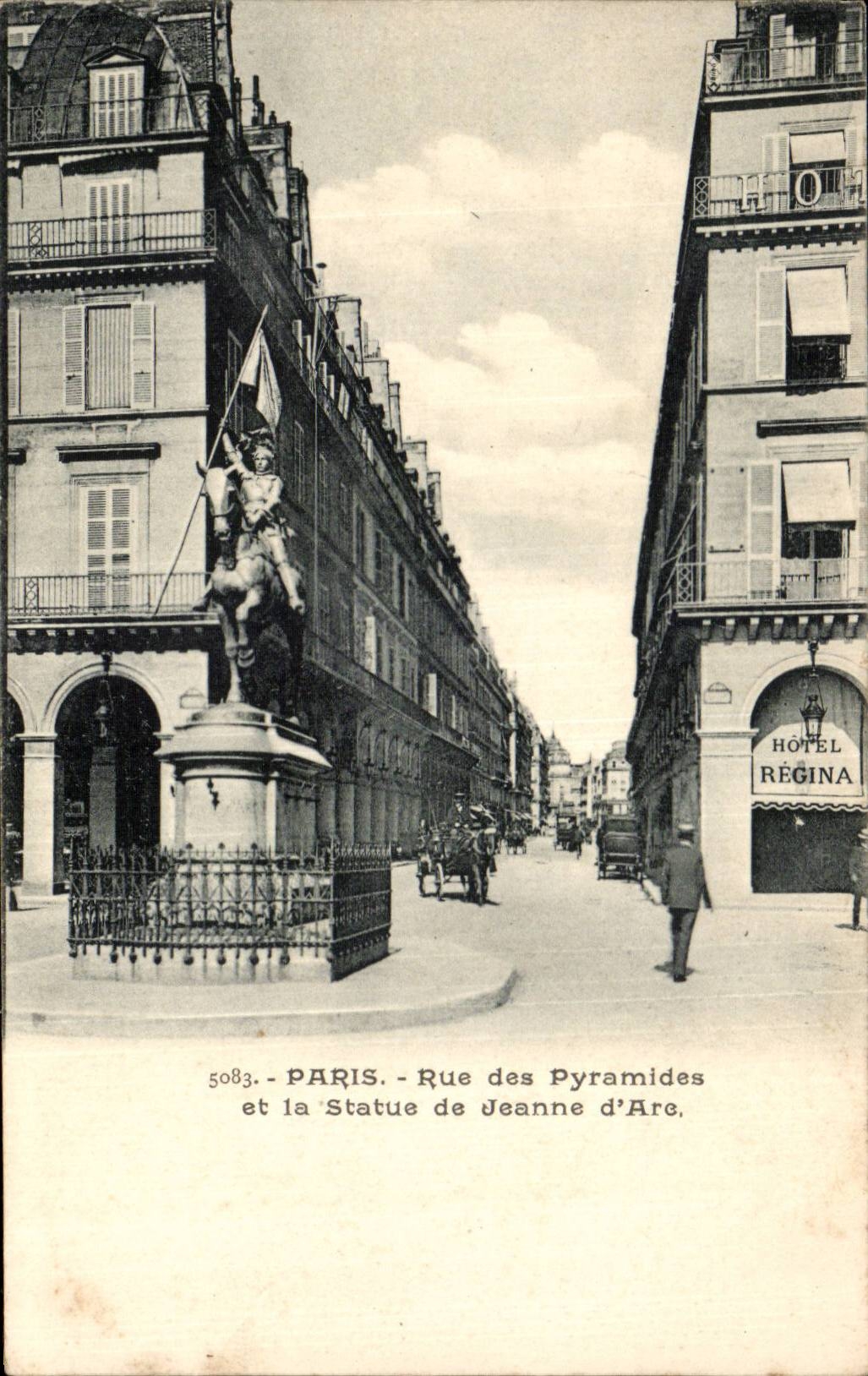 Paris - 1 - Rue des Pyramides et Statue de Jeanne d'Arc - CPA 