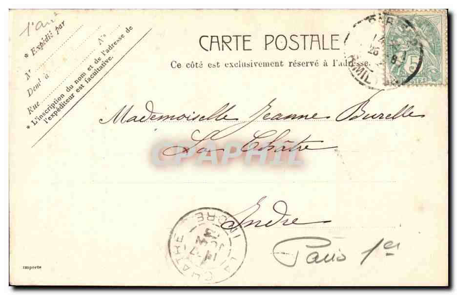 Paris - 1 - Rue des Pyramides et Statue de Jeanne d'Arc - CPA  — Rückseite