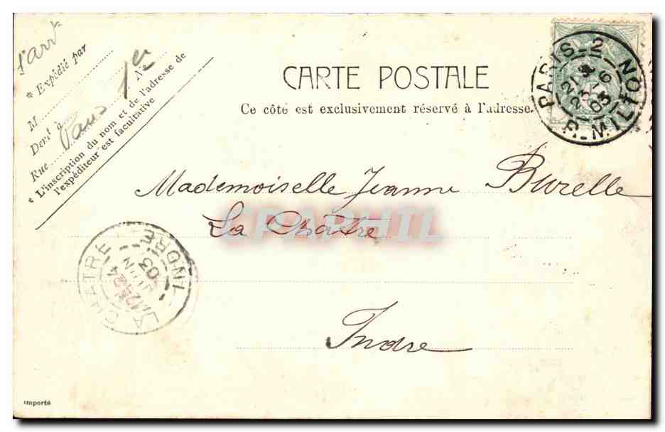 Paris - 1 - Rue Castiglione - CPA  — Verso