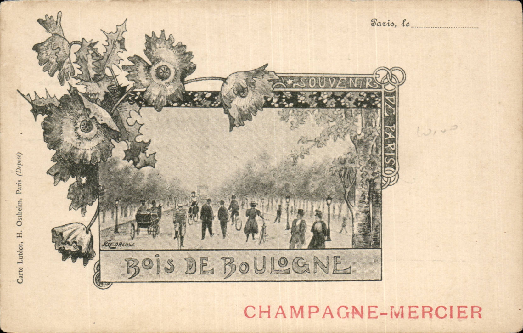 Paris - 16 - Souvenir - Bois de Boulogne - Champagne Mercier - CPA 