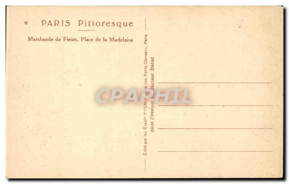 Paris - 8 - Marchande de Fleurs - Place de la Madeleine - CPA  — Rückseite
