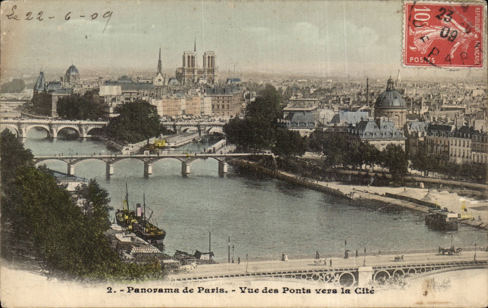 Paris - Panorama de Paris - Vue des Ponts vers la Cite - CPA 