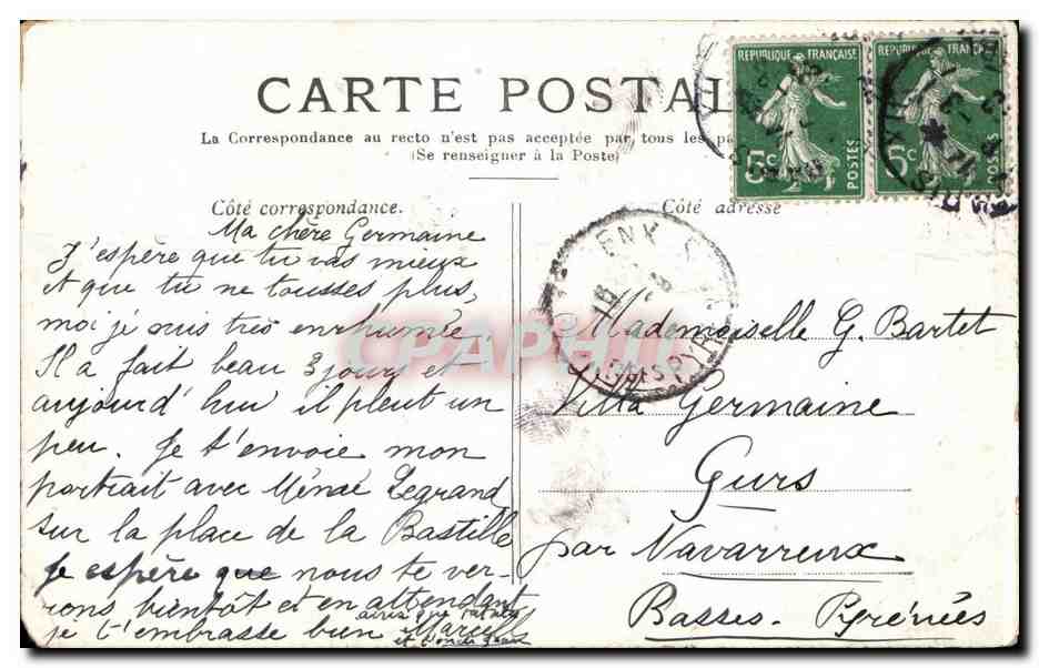 Paris - 10 - La Colonne de la Bastille - CPA  — Verso