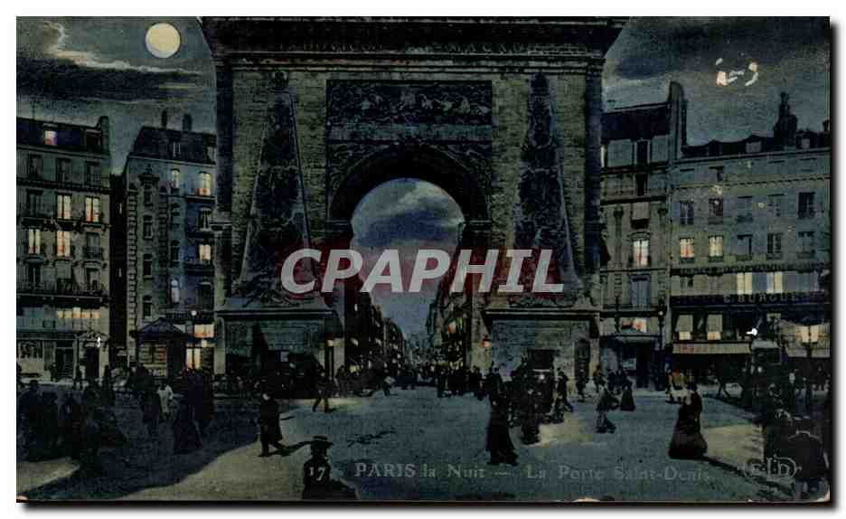 Paris - 10 - Porte Saint Denis - La Nuit - CPA 