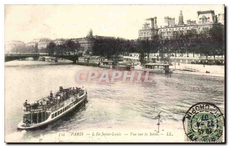 Paris - 1 - Vue sur la Seine - Ile Saint Louis - CPA 