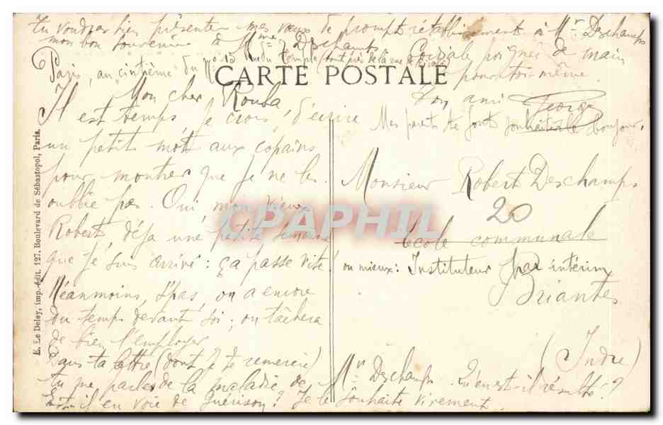 Paris - 12 - Gare du Nord - CPA  — Verso