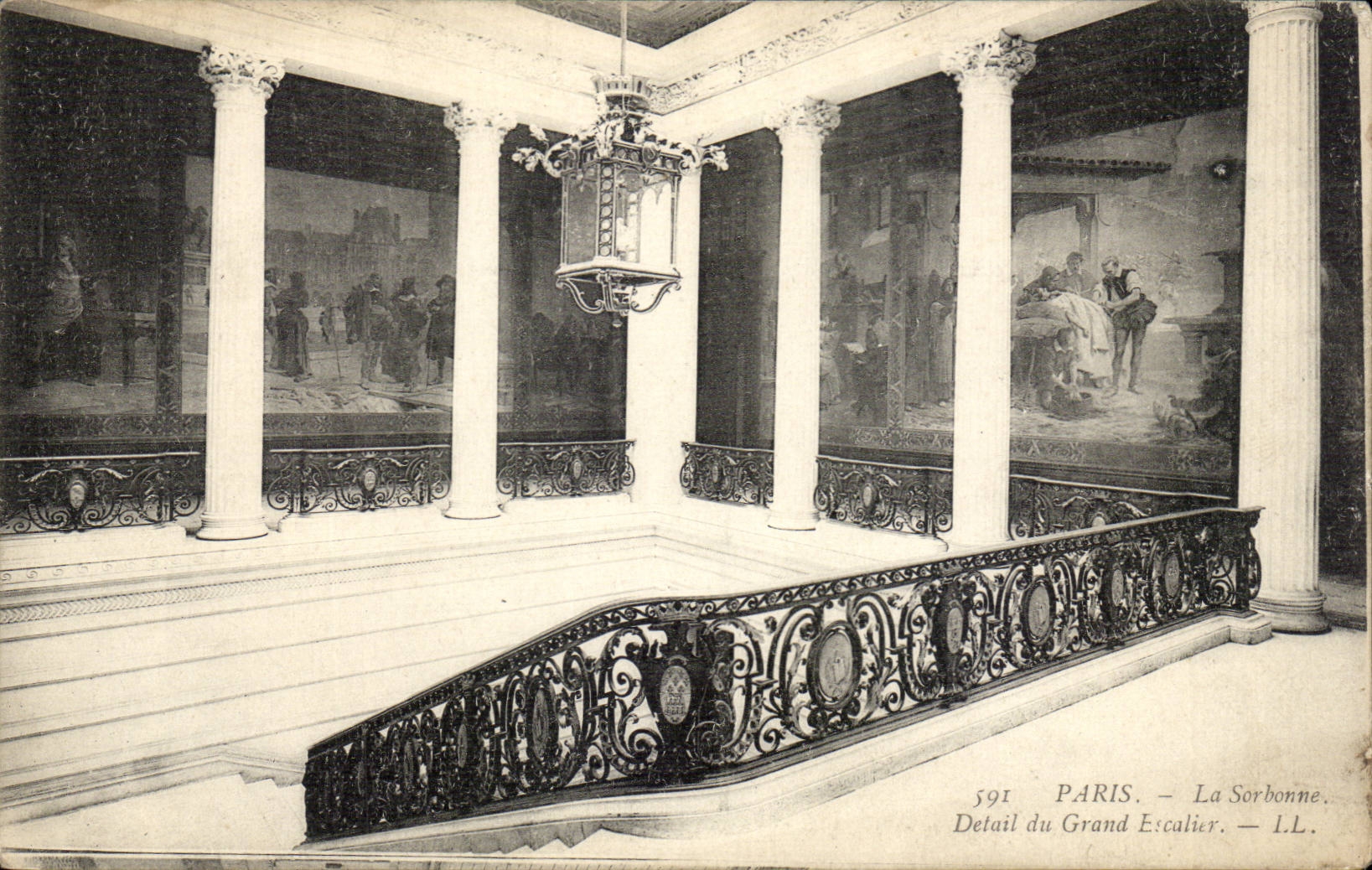 Paris - 5 - La Sorbonne - Detail du Grand Escalier - CPA 