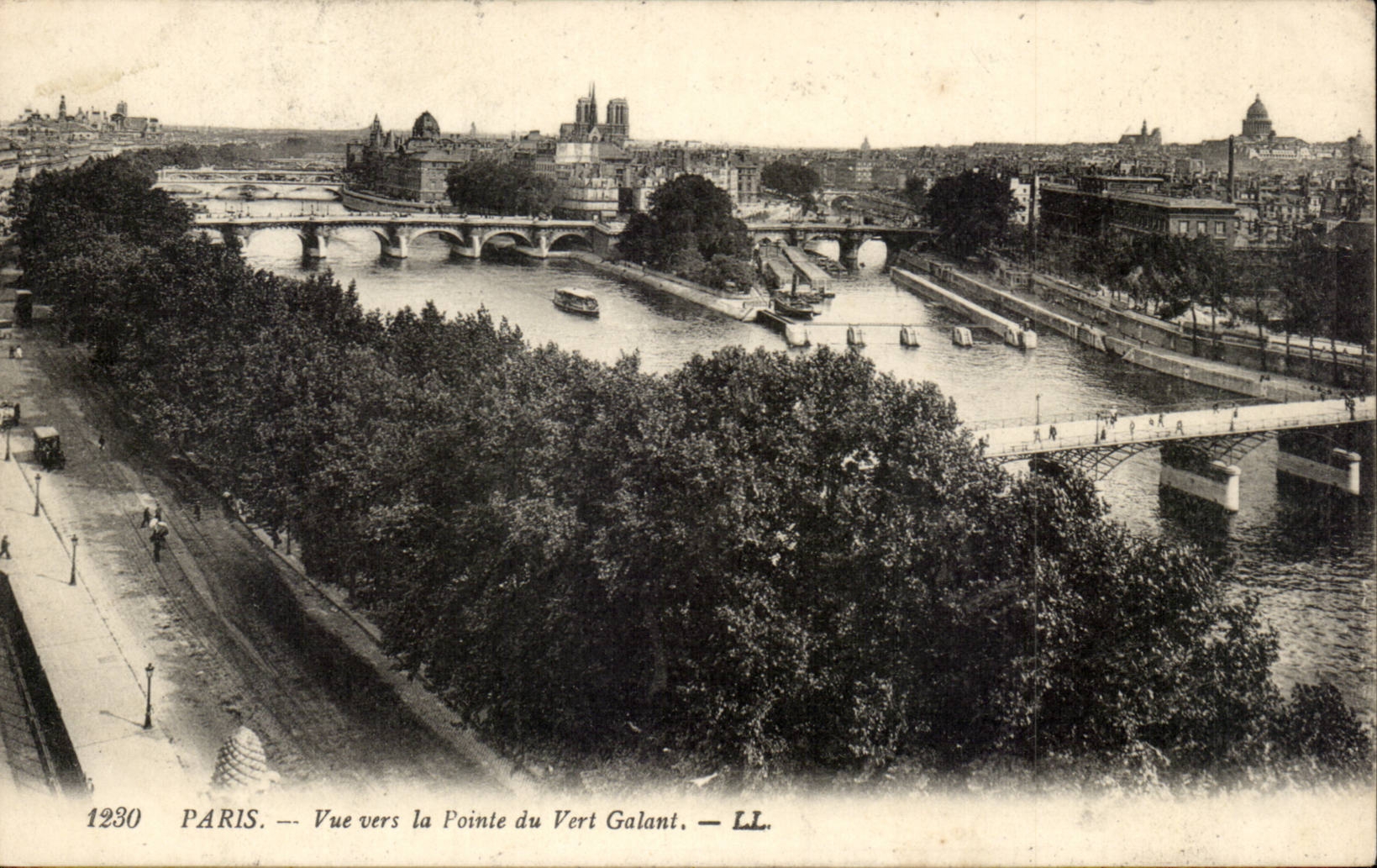 Paris - 1 - Vue vers la pointe du Vert Galante - CPA 