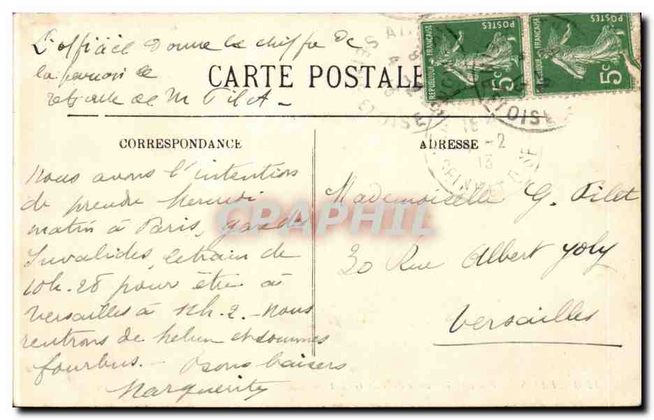 Paris - 1 - Vue vers la pointe du Vert Galante - CPA  — Verso
