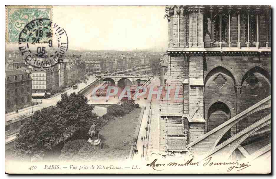Paris - 4 - Vue prise de Notre Dame - CPA 